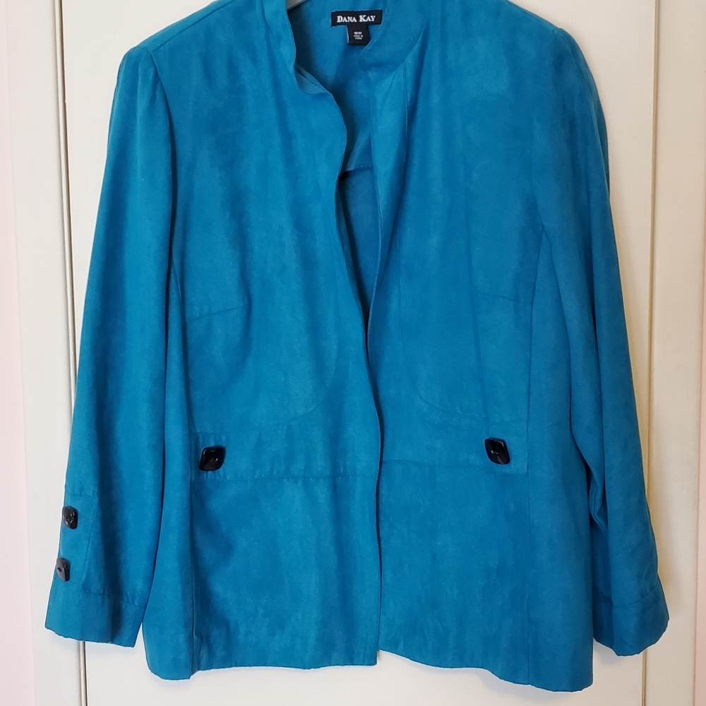 Teal Suedine Jacket with matching Tank Top, gently